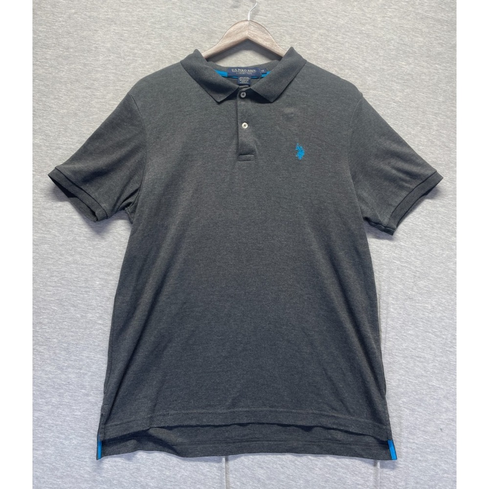 U.S. Polo Assn. Luxury Feel Polo Shirt Mens Medium Black Cotton High Low Slit